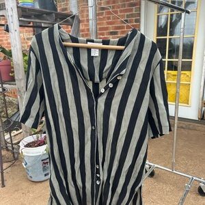 Elegant Black and Gray Striped Women's Blouse